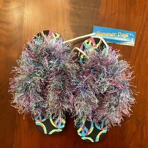 Girls Colorful FunFur Flip Flops - Handmade